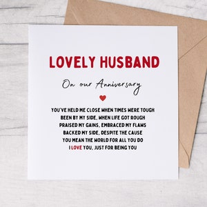 Romantic Anniversary Card | For Husband | Love Poem