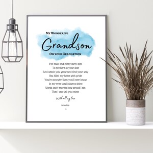 Our Grandson graduation gift, Congratulations Grandson, College Graduation, University Graduation Gifts, Personalised gifts, Unframed image 2