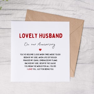 Romantic Anniversary Card | For Husband | Love Poem