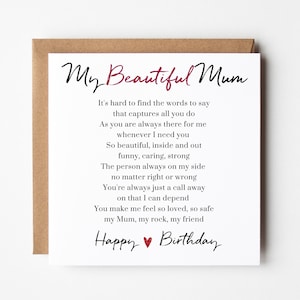 Carte d'anniversaire maman, joyeux anniversaire maman, carte pour maman, belle maman, ajoutez un message personnalisé à l'intérieur, SPG0001