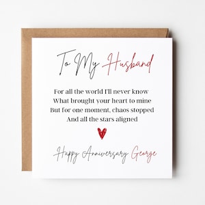Romantic Anniversary Card for Husband: Love Poem Gift