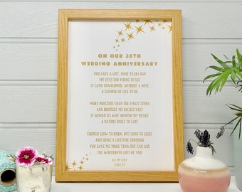 Personalised Anniversary Poem Wedding Anniversary Gift For Etsy