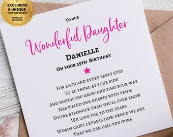 25th Birthday card for our Daughter | Daughter 25th cards | Our Wonderful Daughter | Personalised message