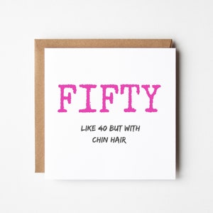 50th Birthday card for her, Happy 50th Birthday, Card for Friend, Fifty, Add a personalised message inside, SPG0070