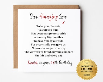 40th Birthday Card for our Son,Personalised fortieth Birthday Card. Our wonderful Son, on your 40th birthday,Add a message. shm0459