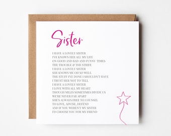 Personalized Sister Birthday Card: Heartfelt Poem, Special Occasion