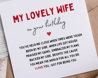 Romantic Birthday Card for Wife: Love Poem Gift