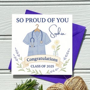 Nurse Graduation Card – Personalised Midwife, Doctor, Class of 2025