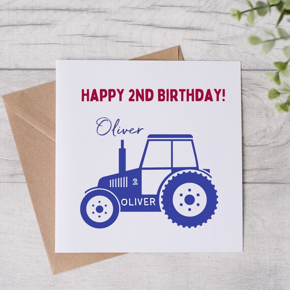 Carte De 2e Anniversaire Du Tracteur Deuxieme Anniversaire Etsy France
