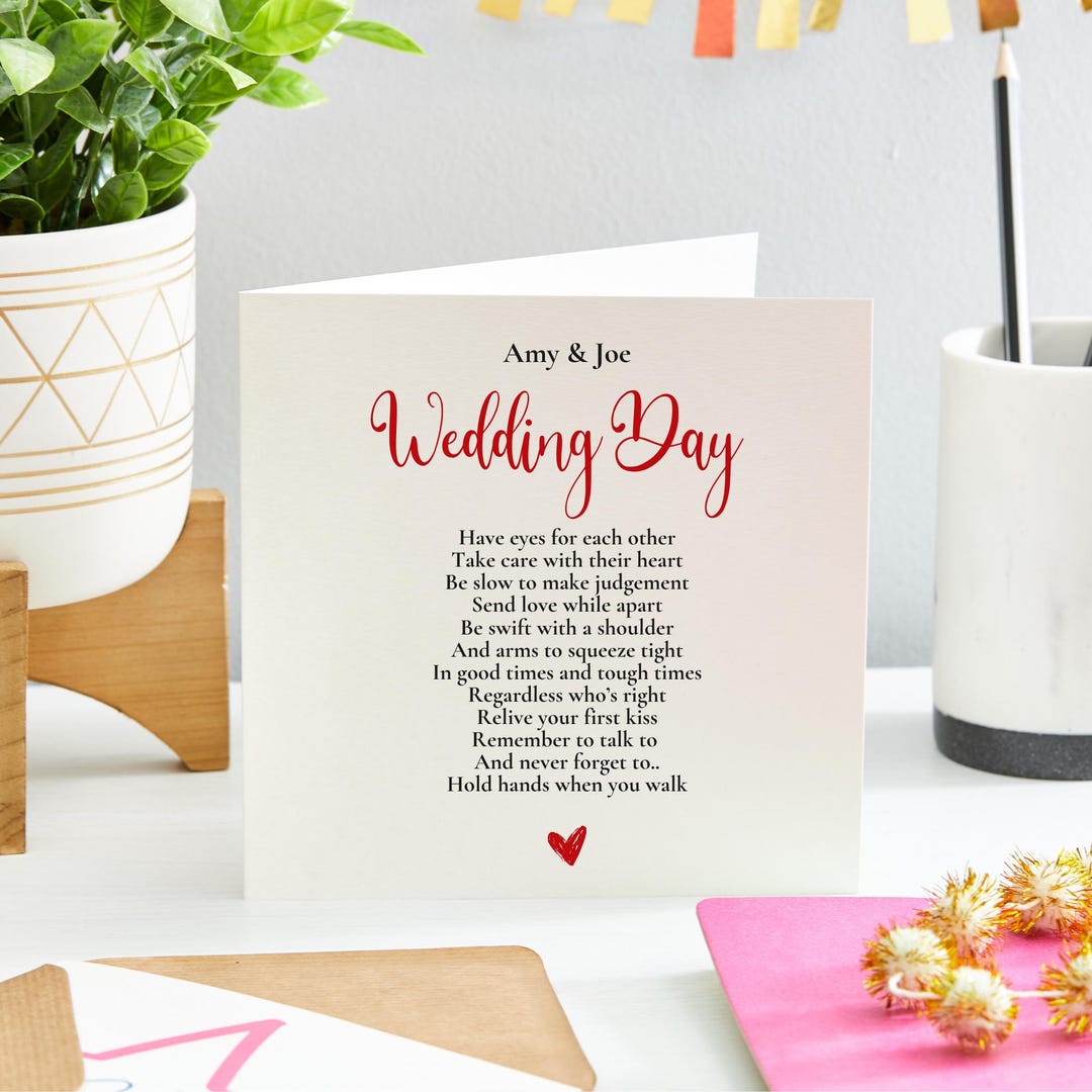 Personalised Wedding Day Poem Card Heartfelt Keepsake Gift For Couple 