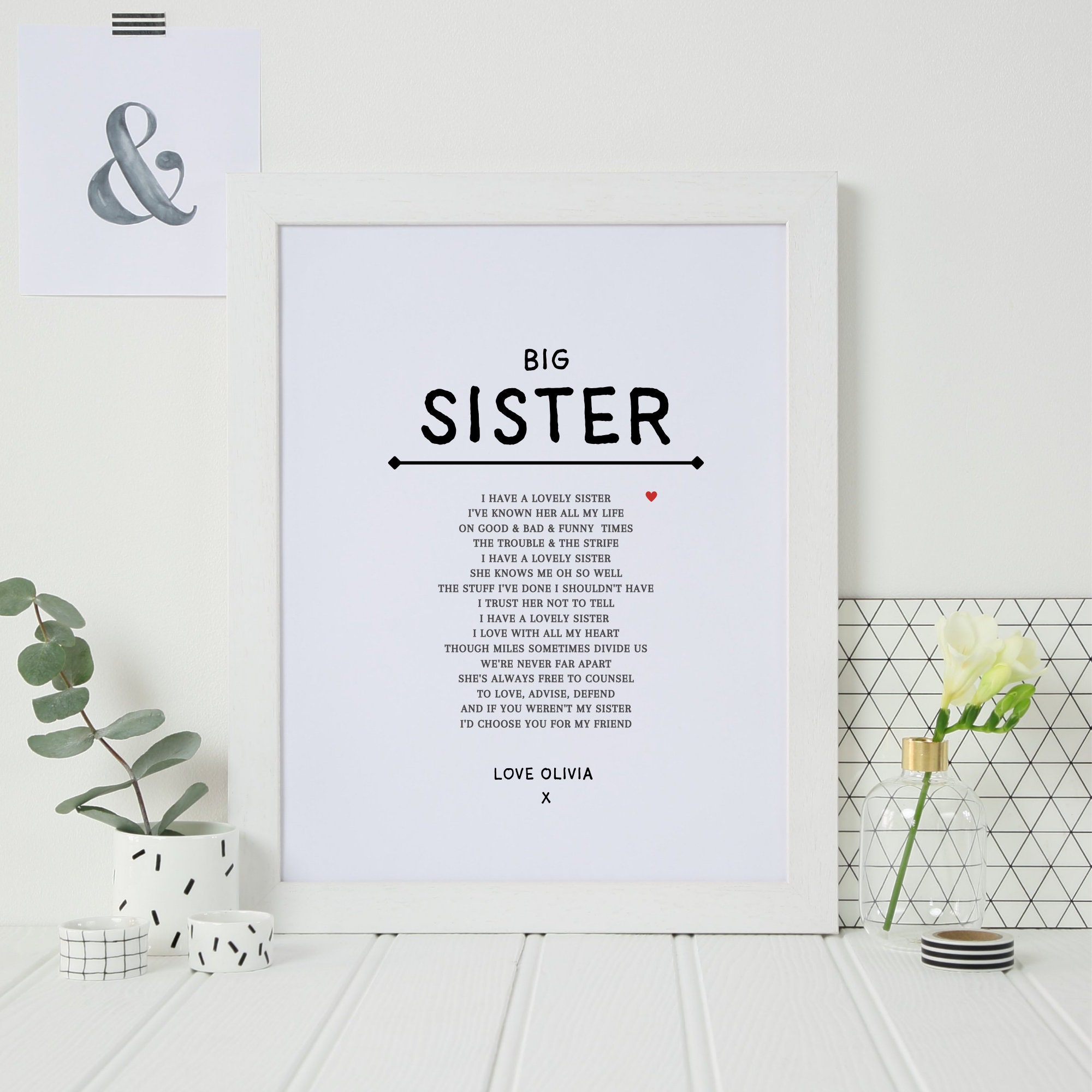 Big Sister Gift, Sister Birthday Gift, Personalised Sister Poem, Sister  Print, Add a Personalised Message, Unframed A4 Print - Etsy Singapore