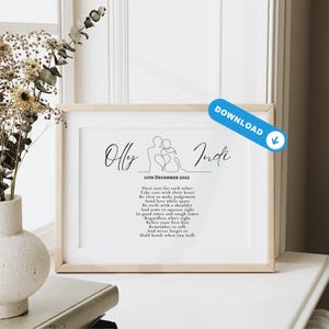Personalised Engagement Poem Print – Digital Download Gift with Couple Names & Date – Custom Engagement Gift