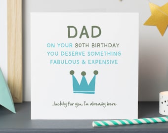 Dad 80th Birthday card | Dad 80 Cards | Shmuncki