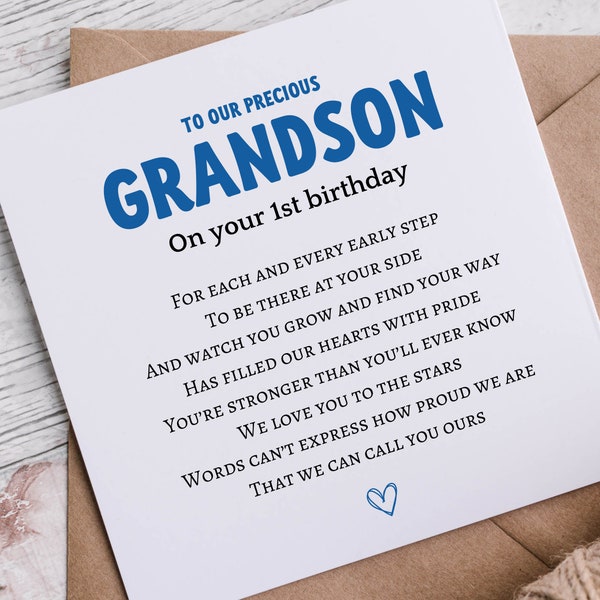Grandson First Birthday Cards Etsy UK