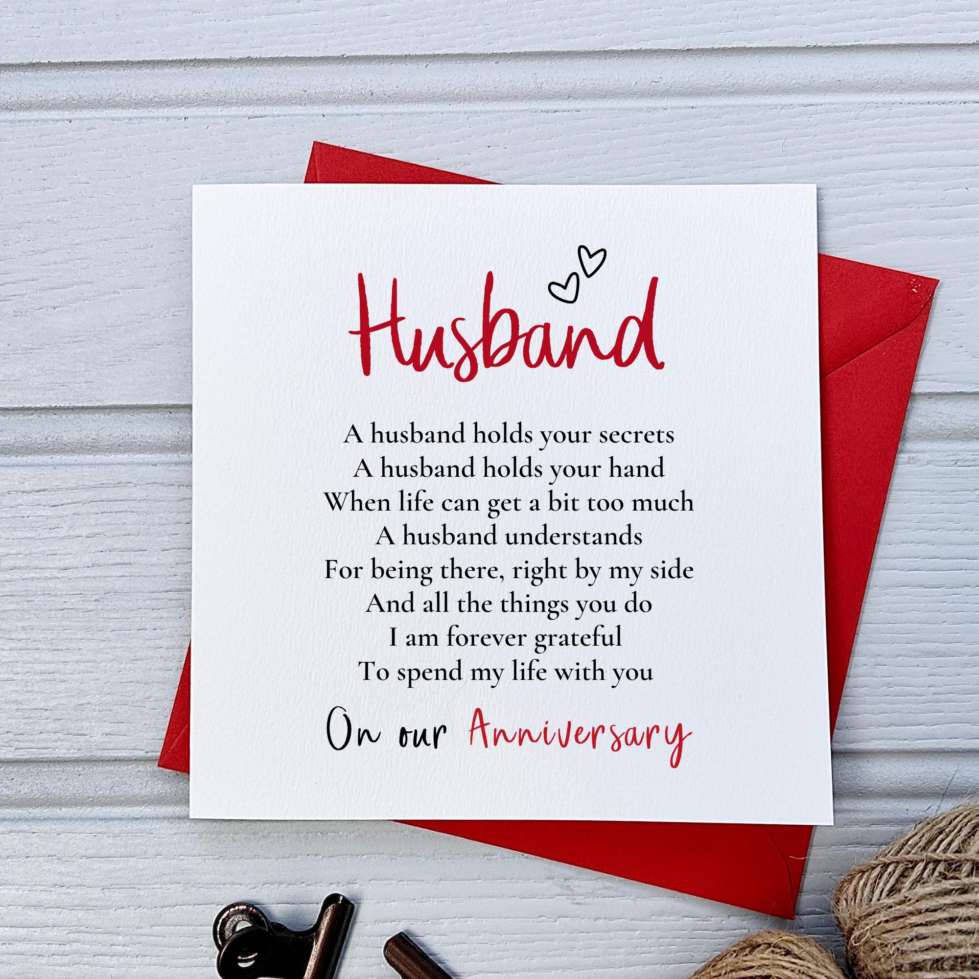 Husband Anniversary Card | Heartfelt Verse With Meaningful Words - Etsy