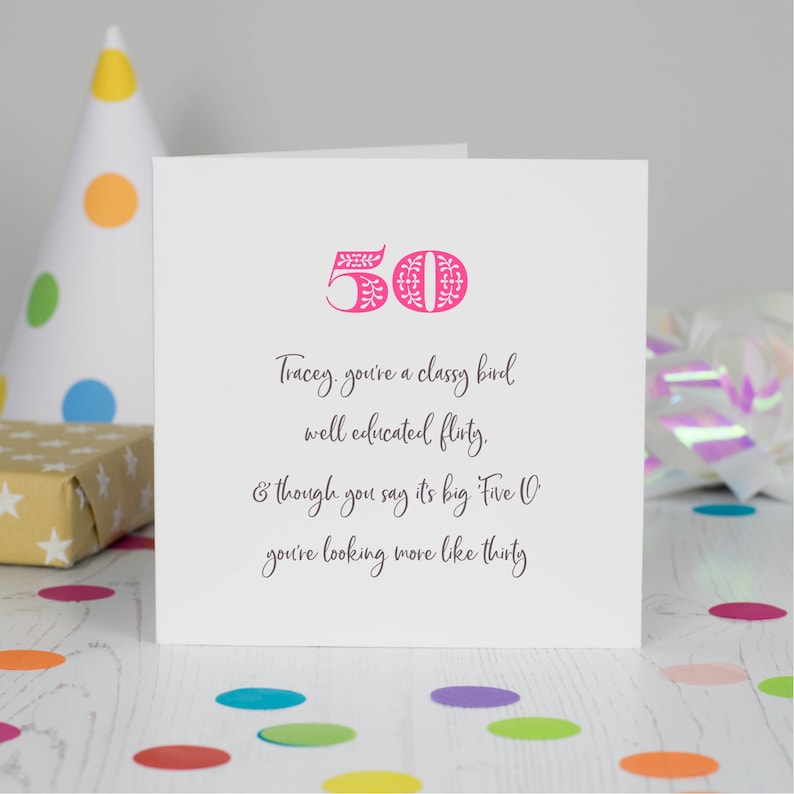 Personalised 50 Poem 50th Birthday cards Funny 50 Card | Etsy