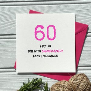 Funny 60th Birthday Card for Her: Pink Sixty card