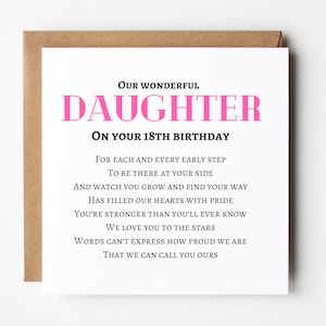 18th Birthday Card for Daughter - Daughter Birthday Card - Eighteen - Card for her - Add a personalised message - shm0446