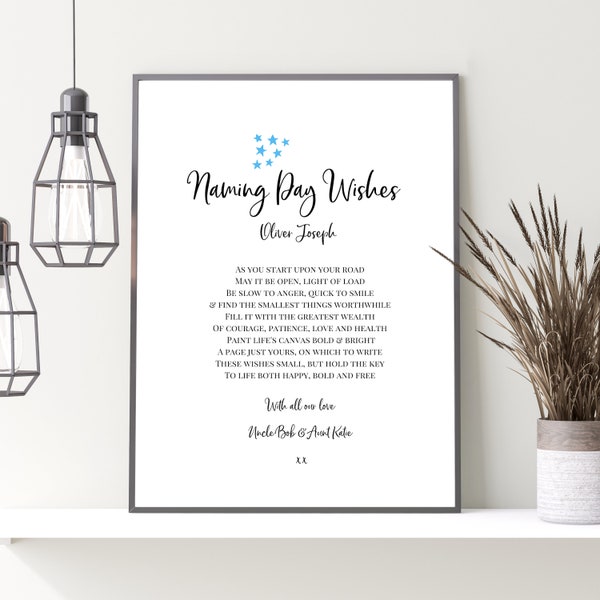 Personalised Naming Ceremony Gift, For a Boy, Godson, Grandson, EDITABLE Naming Day Poem, Printable Instant Download