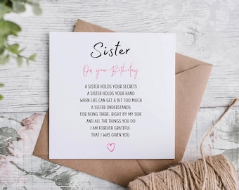 Sister Birthday Card, Sister Gift, Sis Birthday Card, Birthday Card For Sister, Happy Birthday Sister Card, SPG0022