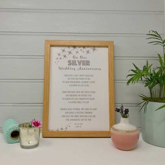 On Our Silver Wedding Anniversary Poem Silvers Anniversary Etsy