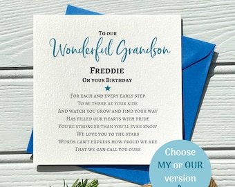 Grandson Birthday Card: Personalised Poem, Keepsake Gift