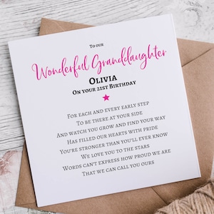 21st Birthday cards | For Granddaughter