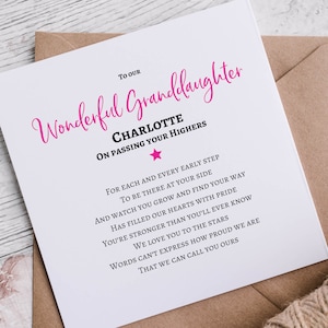Granddaughter Highers card, Exam Congratulations cards
