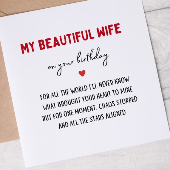 Beautiful Wife Card Wife Birthday Poem - Etsy Ireland