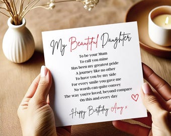 Personalised Daughter Birthday Card | Happy Birthday Daughter | Special Daughter Card With Verse | add a personalised message inside
