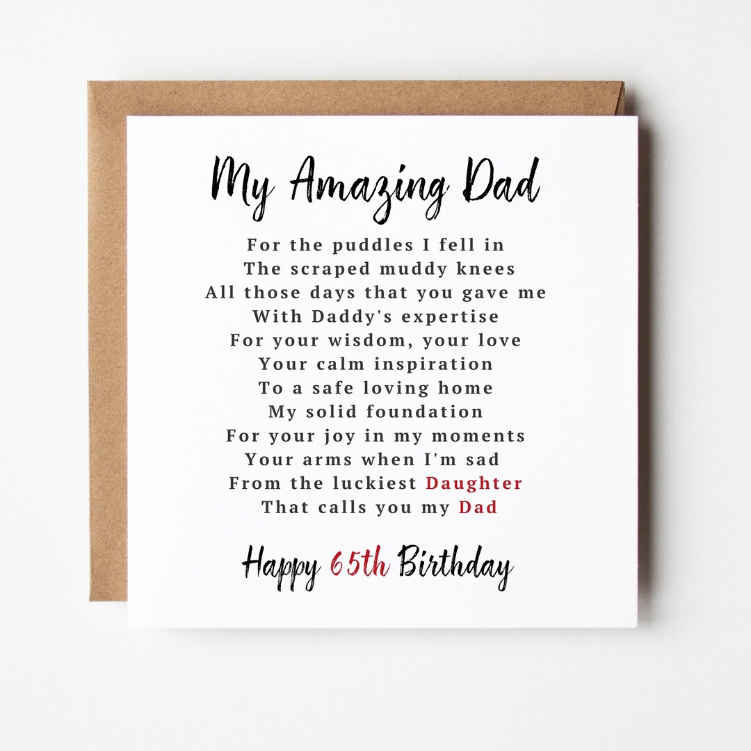 65th Birthday Card for Dad Happy 65th Birthday Dad From Daughter ...