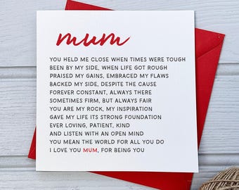 Unique Card for Mum – Personalised Poem Gift – Meaningful Birthday Keepsake