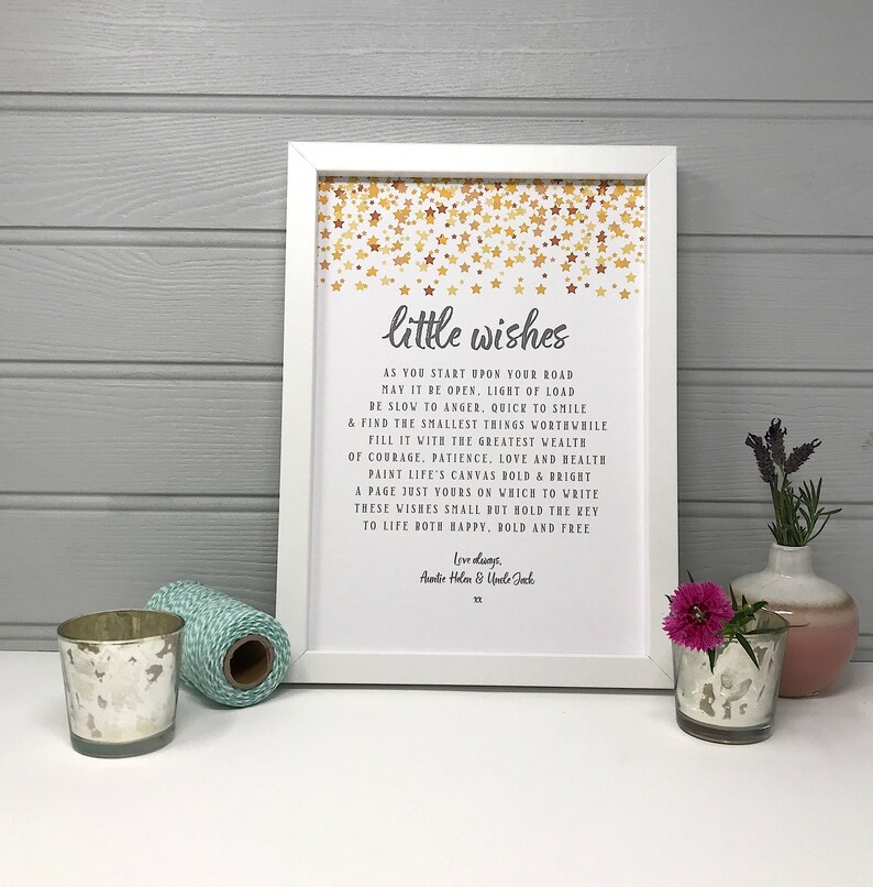 Personalised Baby Christening Gift Unframed A4 Print Etsy