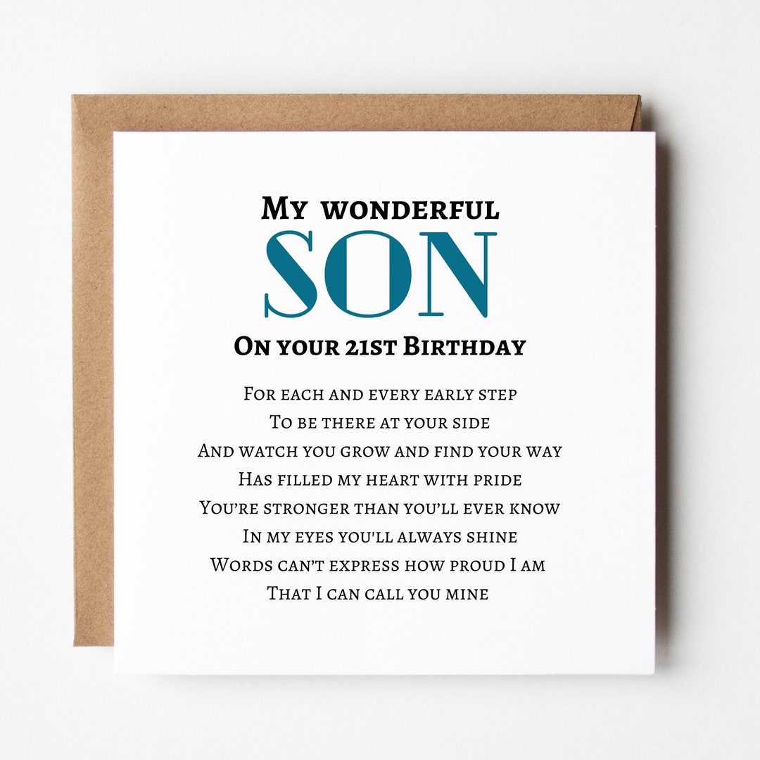 21st Birthday Card For Son - 21st Birthday Card - Son 21st Birthday ...