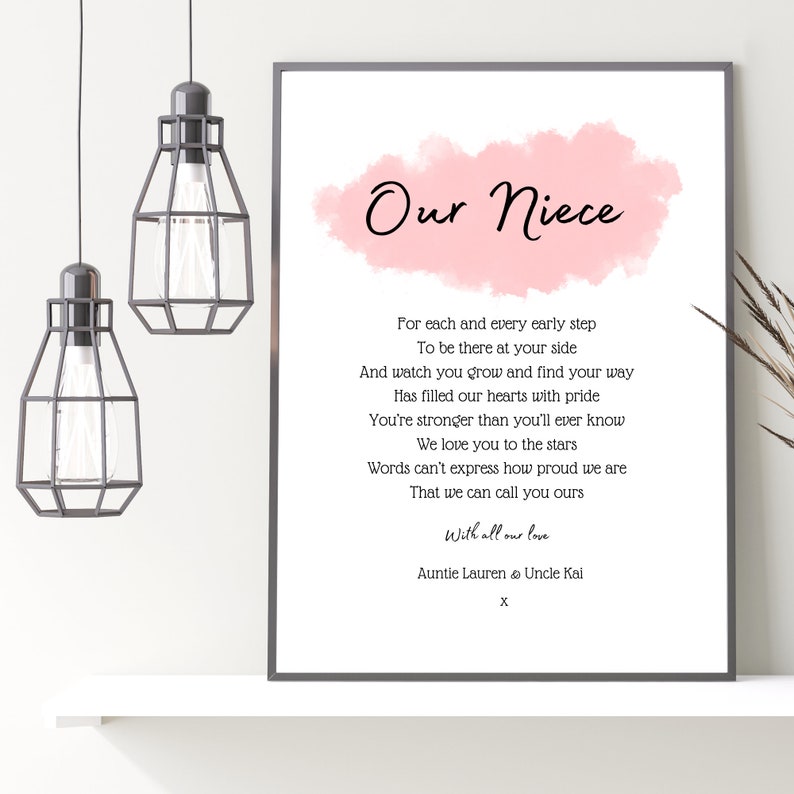 Personalised Niece Poem Unframed Print - Etsy UK