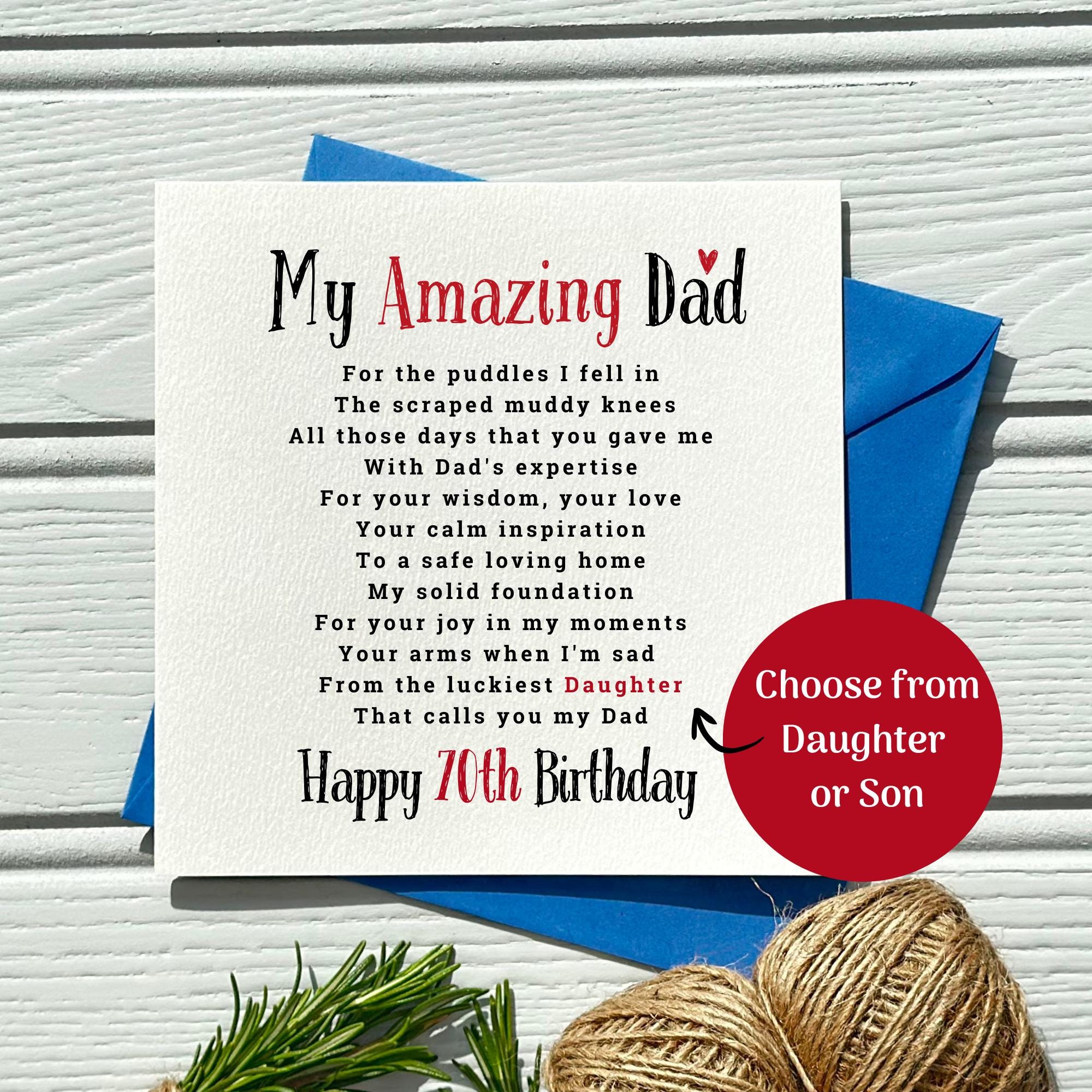 From Daughter 70th Birthday Cards For Dad Dad 70th Birthday Card- Long Verse – Cards Through The