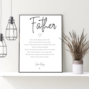 Personalised Father poem print | Father Gifts  | Unframed