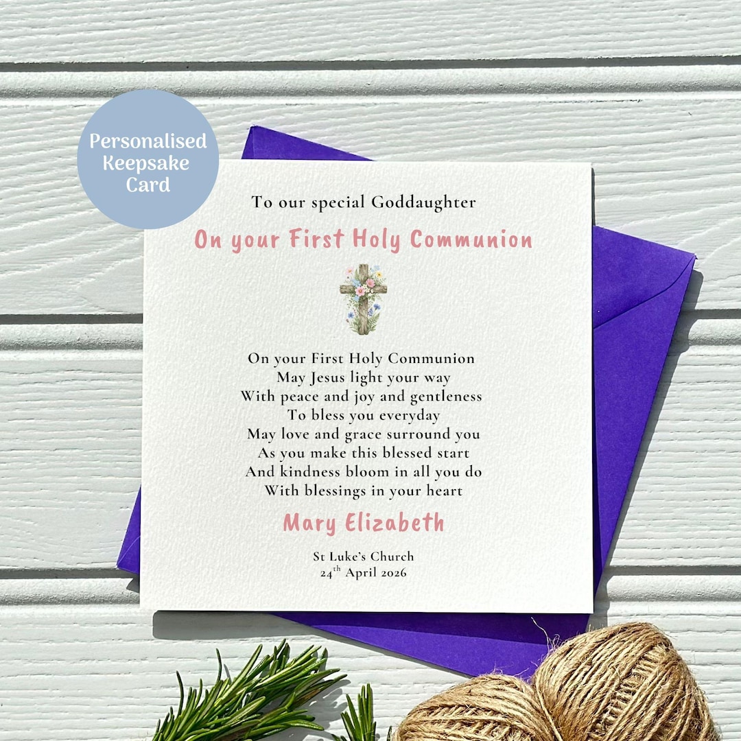 Meaningful First Holy Communion Card for Goddaughter, Keepsake Poem ...