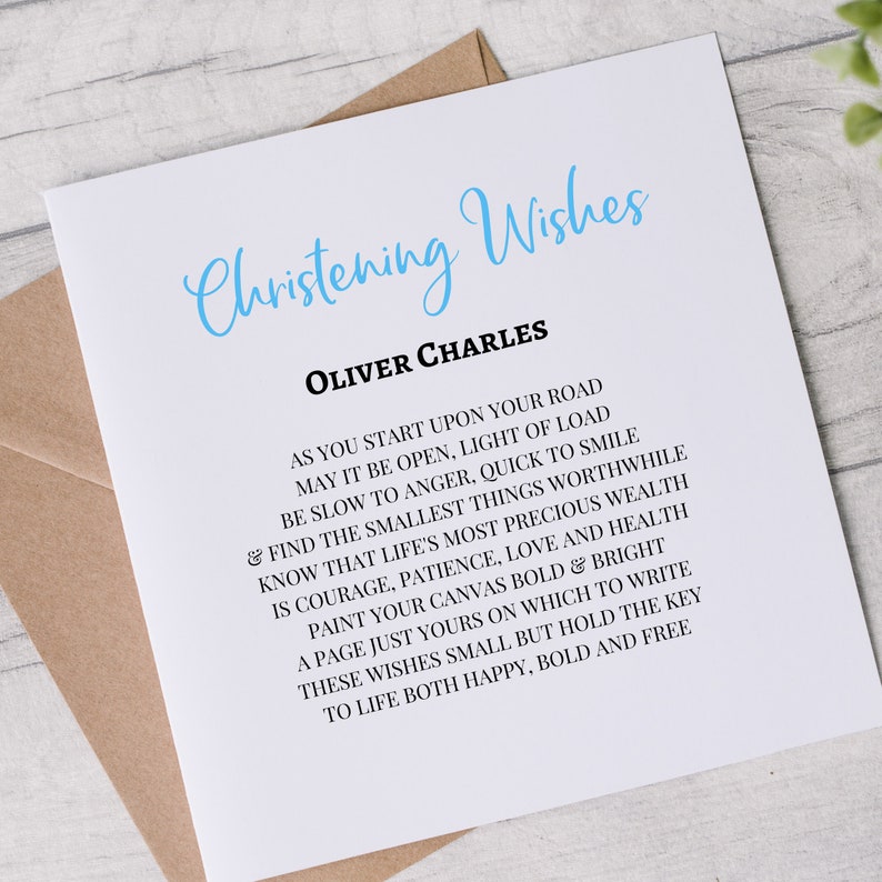 Boys Christening Card Personalised Christening Poem Etsy UK