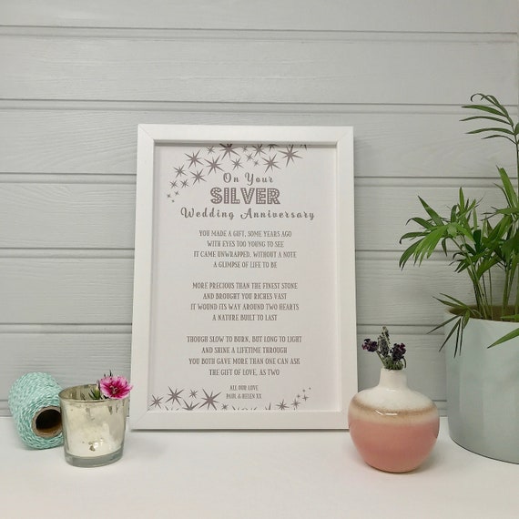 On Your Silver Wedding Anniversary Poem Silver Anniversary Etsy