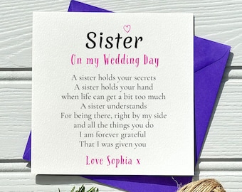 Sister Wedding Day Card: Bridesmaid, Maid of Honor