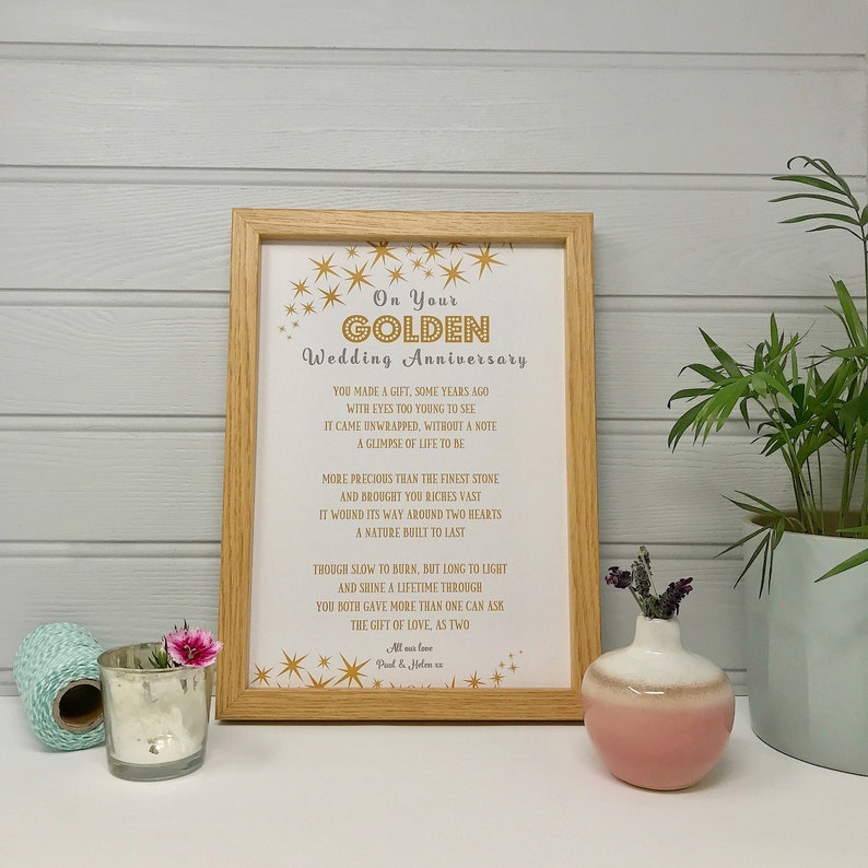 On Your Golden Wedding Anniversary Poem Golden Anniversary Etsy