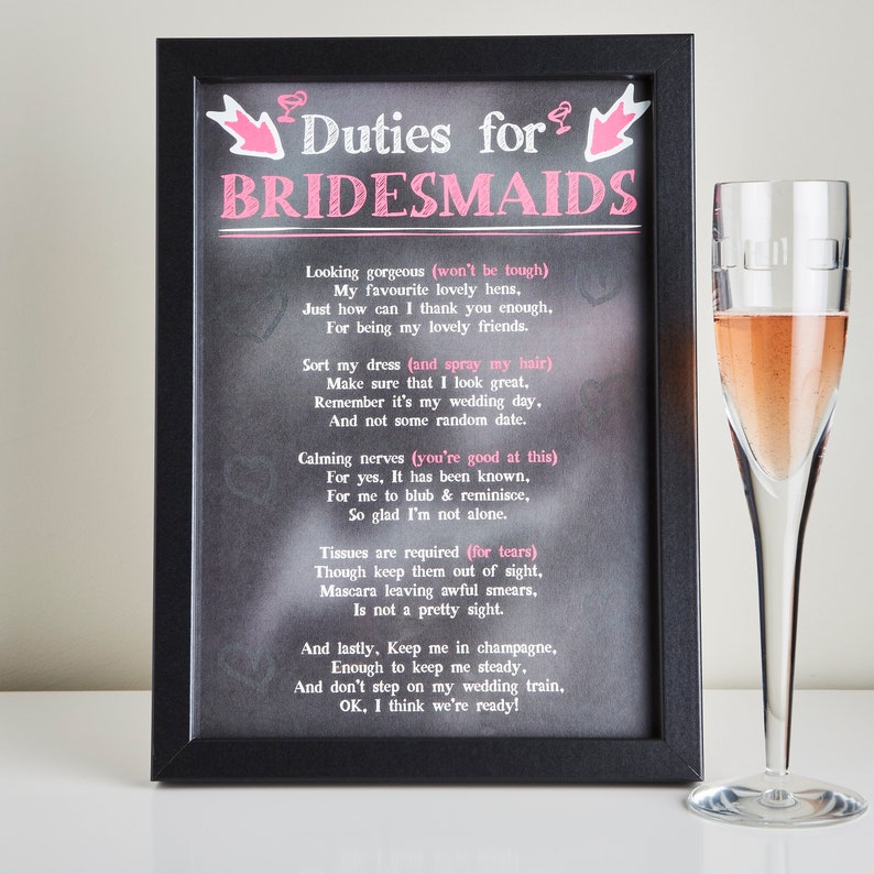 Personalised Bridesmaid Card Bridesmaid Request Will you be my Bridesmaid Poem