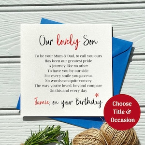 Sentimental Son Birthday Card | Heartfelt Poem Keepsake from Parents