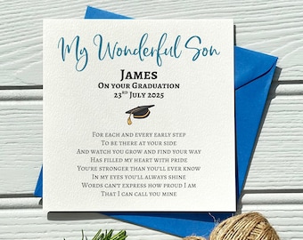 Graduation Card for Son : Personalised Keepsake Gift From Mum or Dad