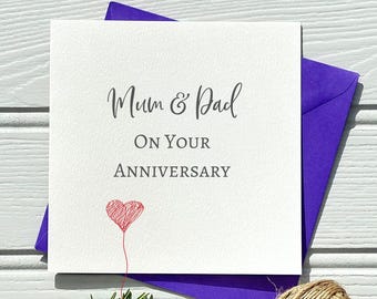 Heart Anniversary Card for Mum and Dad | Parents on your Anniversary