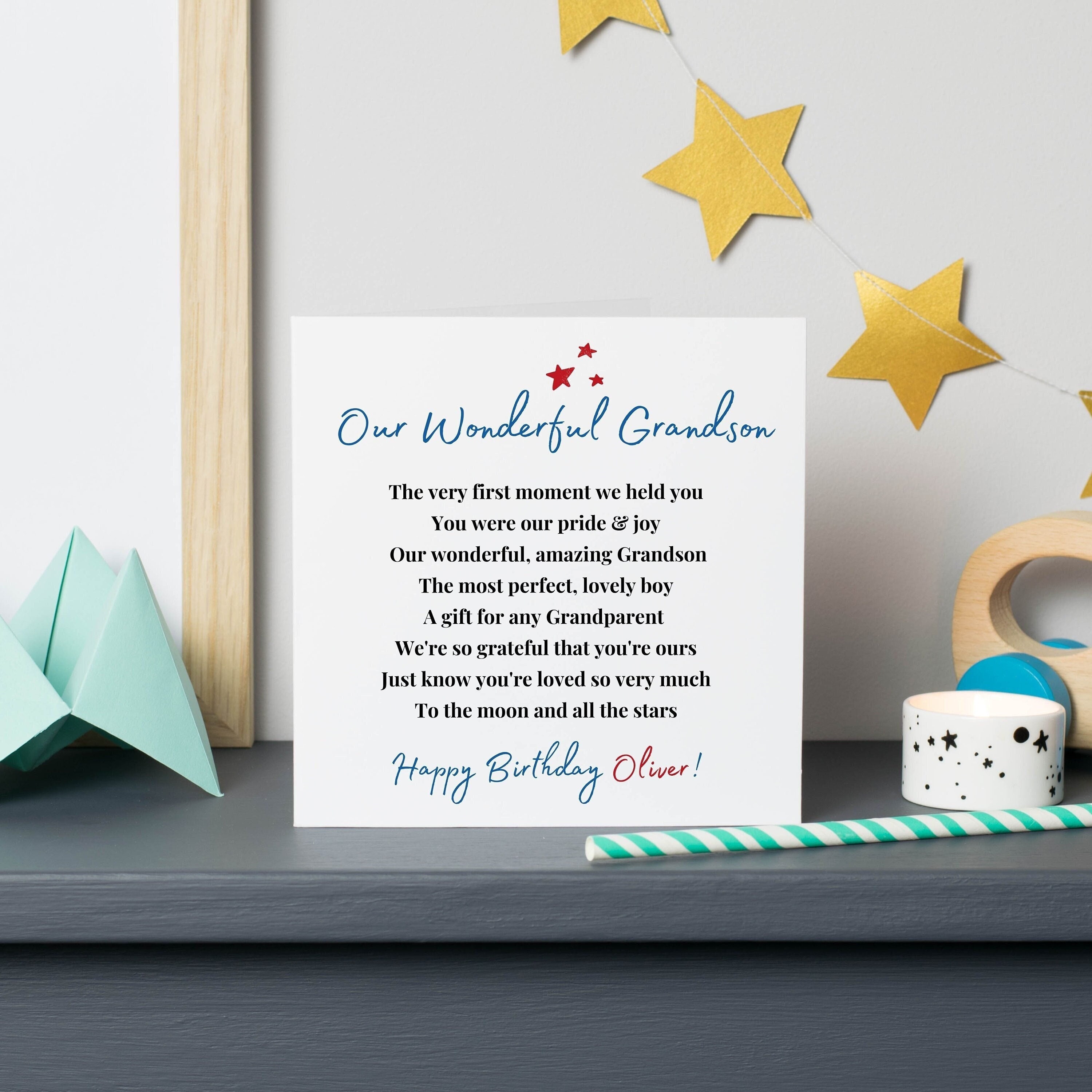 Personalised Grandson Birthday Card: Poem for Grandson