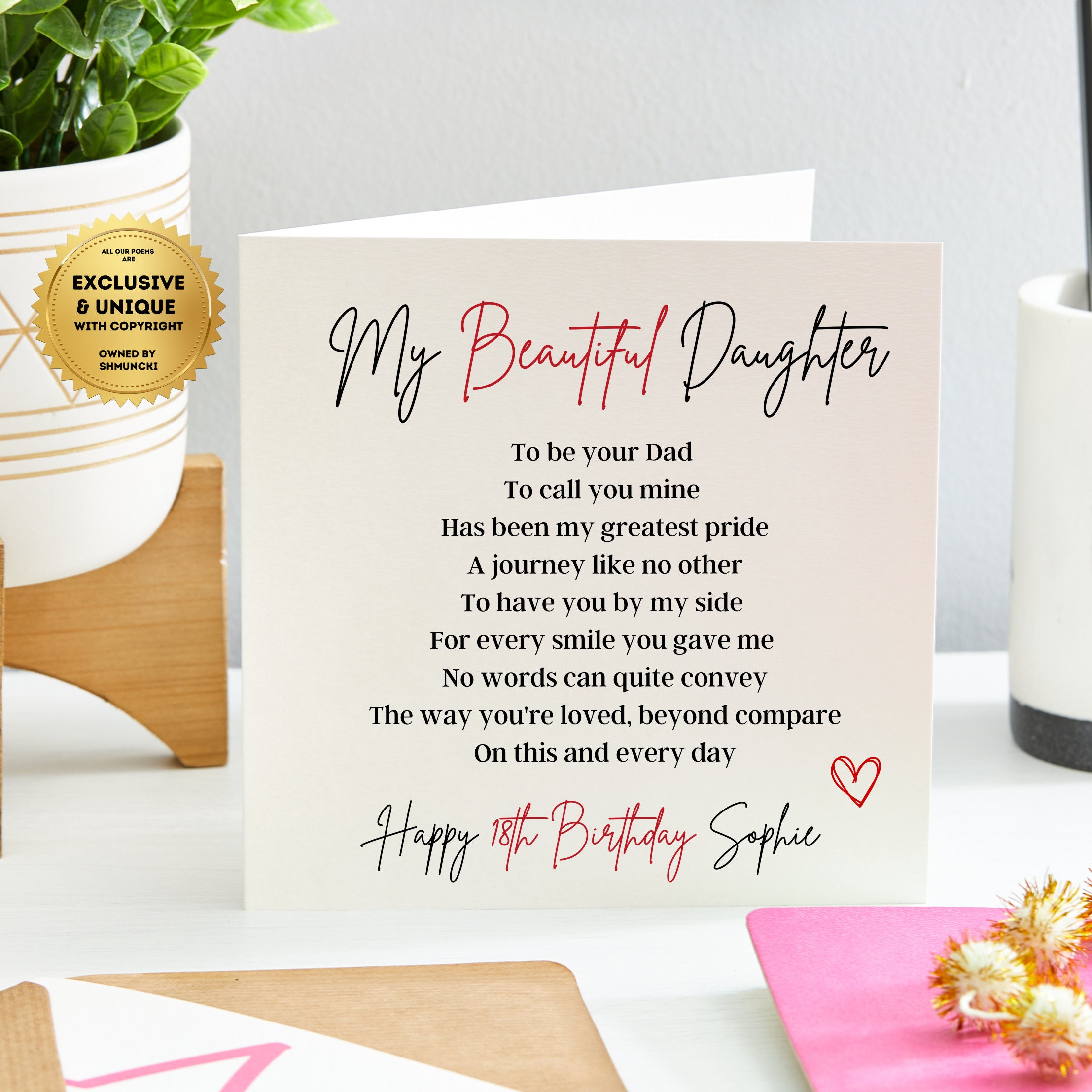My Daughter 18th Birthday Cards From Dad Personalised Etsy UK