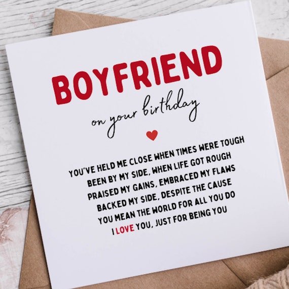 Personalised Boyfriend Birthday Card Boyfriend Poem | Etsy