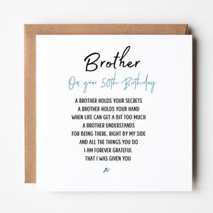 Personalised 50th Birthday Card for Brother, Happy 50th Birthday Brother, Fifty, Birthday Card Brother, Gifts for him, Add message | SPG0041